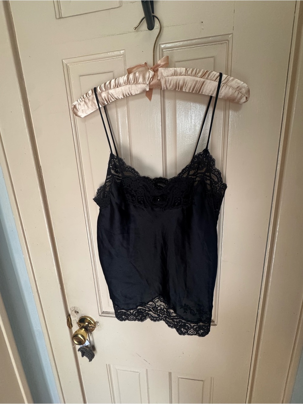 Dior Black Lace-Trim Silk Camisole